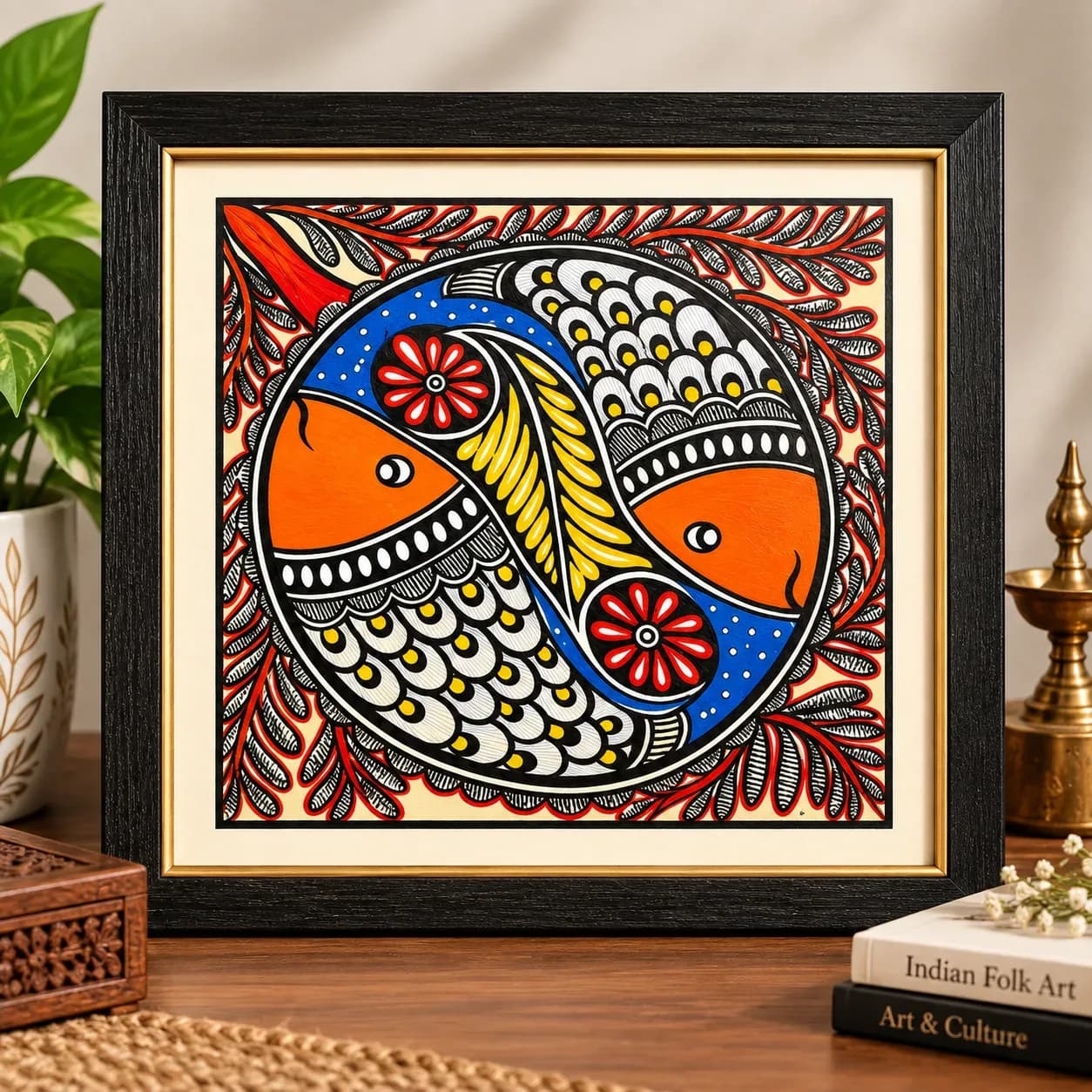 Handmade Fish Folk Art Painting | KadakDeals